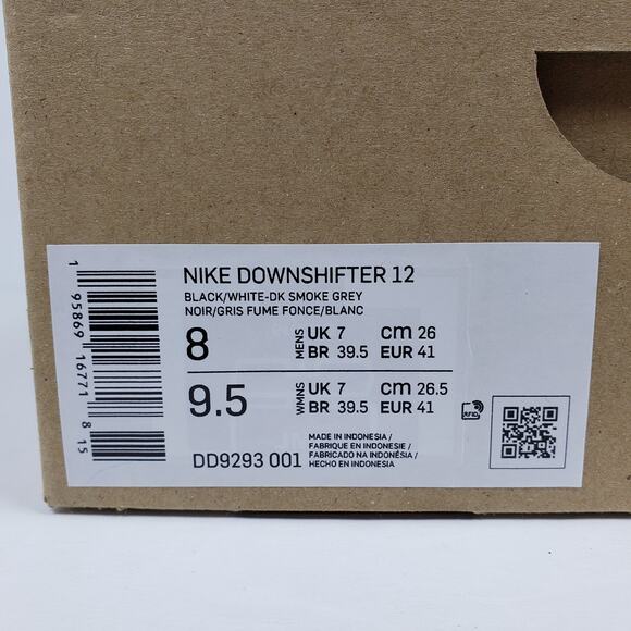 Nike Downshifter 12 Mens Sz 8 Womens Sz 9.5 Black White Smoke Grey Sneaker Shoes main image 12